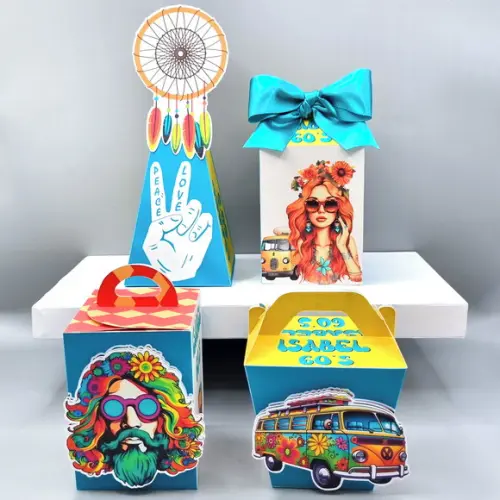 Kit de Caixas Personalizadas 20 Peças - Festa Retrô