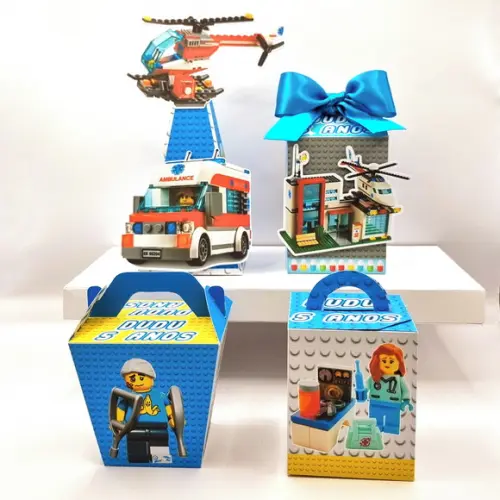 Kit de Caixas Personalizadas 20 Peças - Lego Hospital