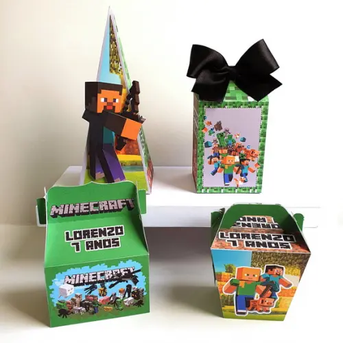 Kit de Caixas Personalizadas 20 Peças - Minecraft