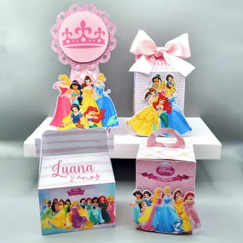Kit de Caixas Personalizadas 20 Peças - Princesas Disney
