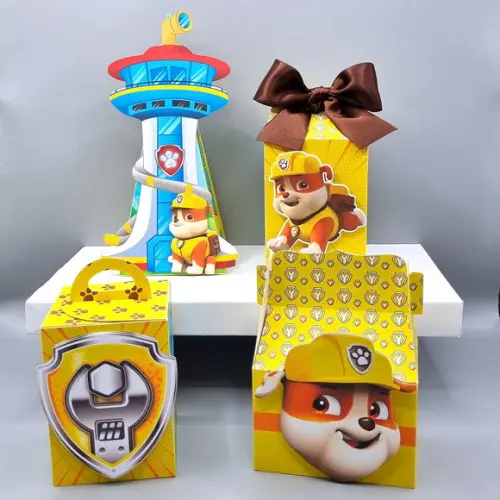 Kit de Caixas Personalizadas 30 Pçs - Patrulha Canina Rubble