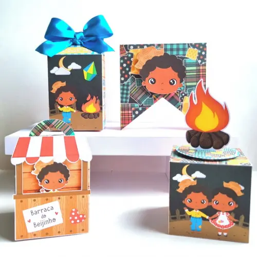 Kit de Caixas Personalizadas 30 Peças - Festa Junina Menino