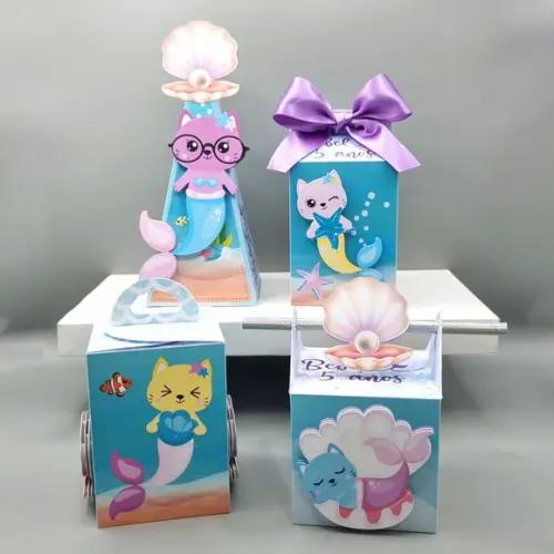 Kit de Caixas Personalizadas 30 Peças - Gato Sereia