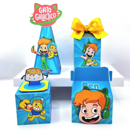 Kit de Caixas Personalizadas 30 Peças - Gato Galactico