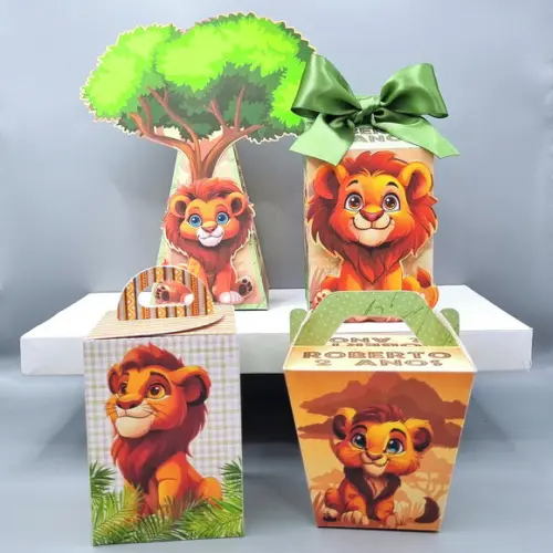 Kit de Caixas Personalizadas 30 Peças - Leãozinho
