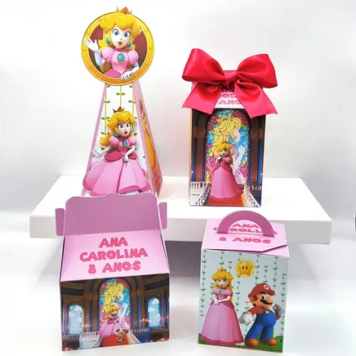Kit de Caixas Personalizadas 30 Peças - Princesa Peach