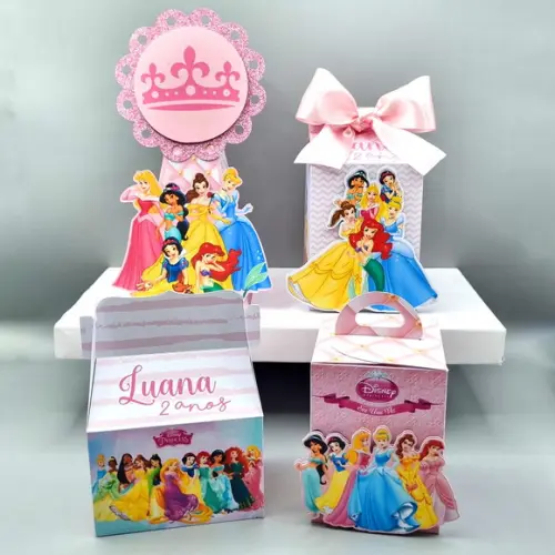 Kit de Caixas Personalizadas 30 Peças - Princesas Disney