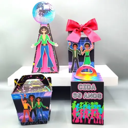 Kit de Caixas Personalizadas 50 Peças - Anos 70 e 80 Mod. 2