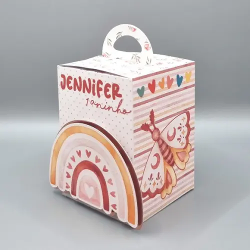 Kit de Caixas Personalizadas 50 Peças - Arco Íris Boho