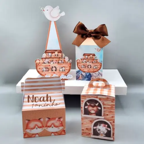 Kit de Caixas Personalizadas 50 Peças - Arca de Noé