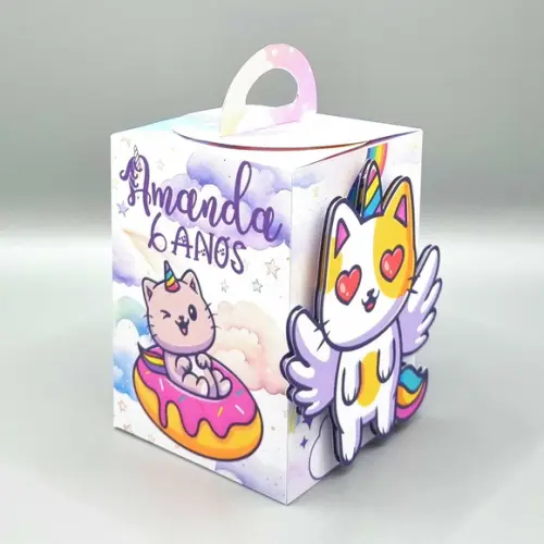 Kit de Caixas Personalizadas 50 Peças - Gato Unicórnio