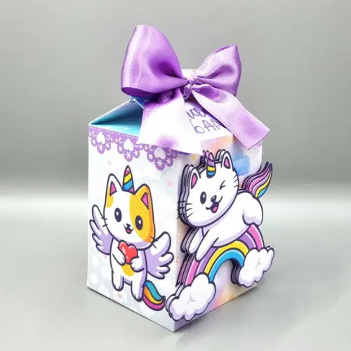 Kit de Caixas Personalizadas 50 Peças - Gato Unicórnio