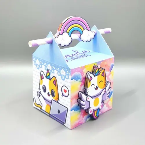 Kit de Caixas Personalizadas 50 Peças - Gato Unicórnio