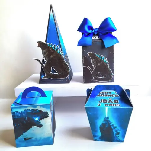 Kit de Caixas Personalizadas 50 Peças - Godzilla Azul
