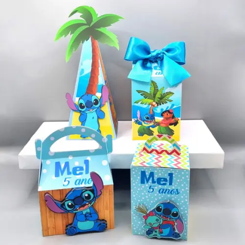 Kit de Caixas Personalizadas 50 Peças - Lilo & Stitch