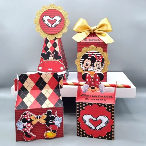 Kit de Caixas Personalizadas 50 Peças - Mickey e Minnie