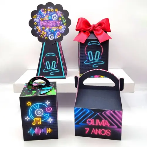 Kit de Caixas Personalizadas 50 Peças - Neon Party