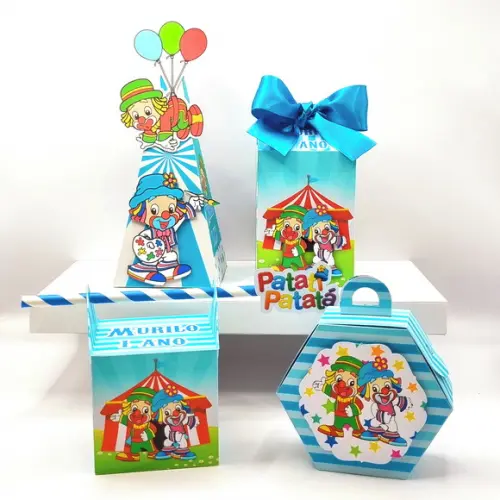Kit de Caixas Personalizadas 50 Peças - Patati Patata Azul