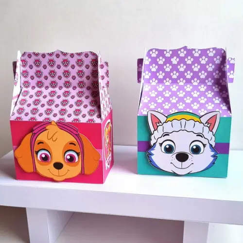 Kit de Caixas Personalizadas 50 Peças - Patrulha Canina Rosa