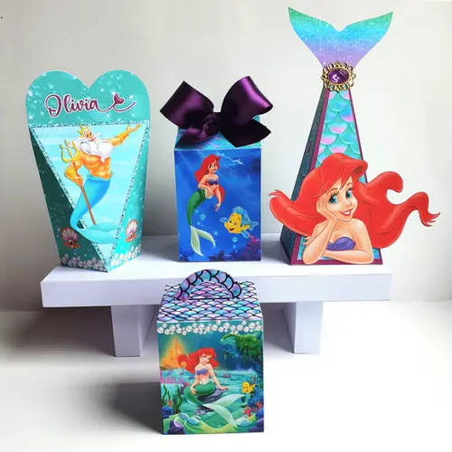Kit de Caixas Personalizadas 50 Peças - Pequena Sereia