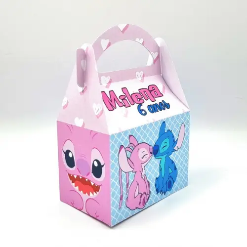 Kit de Caixas Personalizadas 50 Peças - Stitch e Angel
