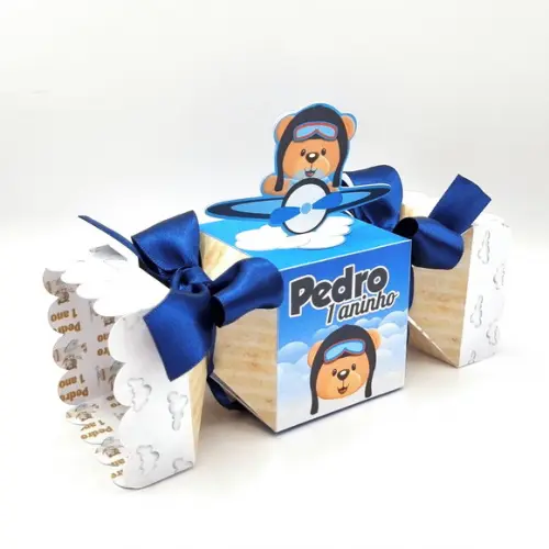Kit de Caixas Personalizadas 50 Peças - Urso Aviador