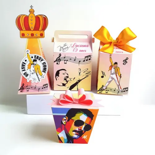 Kit de Caixas Personalizadas 50 Peças Freddie Mercury Queen