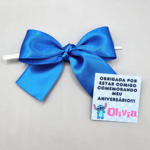 Laço de Cetim com Tag - Stitch e Angel