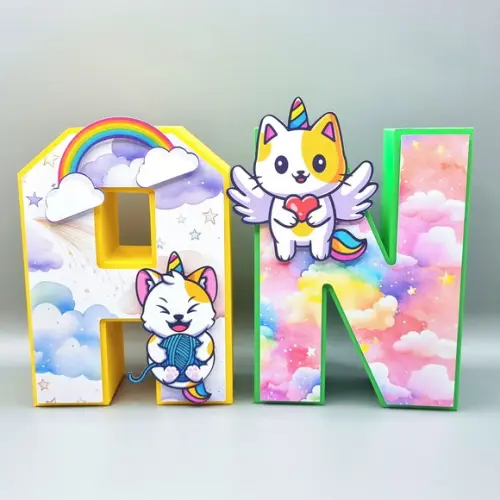 Letra 3d - Gato Unicórnio