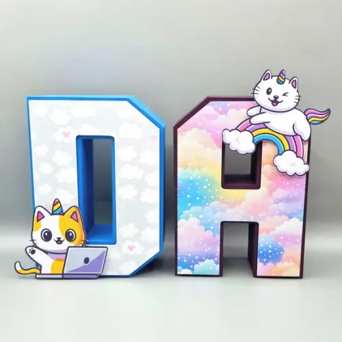Letra 3d - Gato Unicórnio