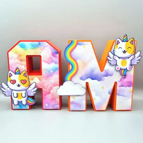 Letra 3d - Gato Unicórnio