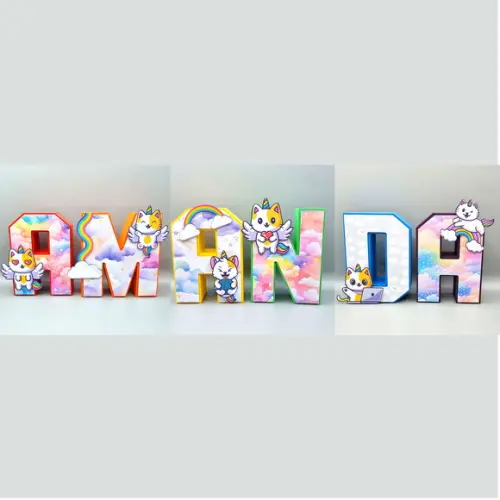 Letra 3d - Gato Unicórnio