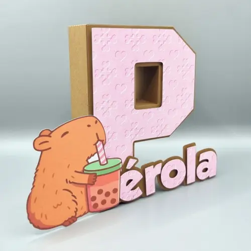 Letra 3d + Nome - Capivara Cute