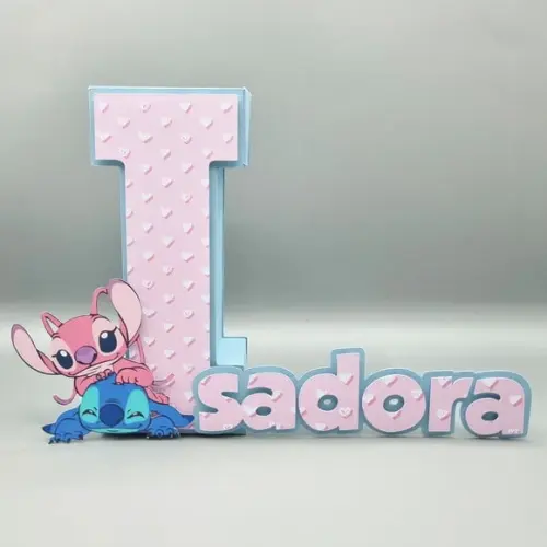 Letra 3d + Nome - Stitch e Angel