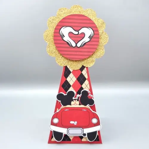 Caixa Cone - Mickey e Minnie Vermelha