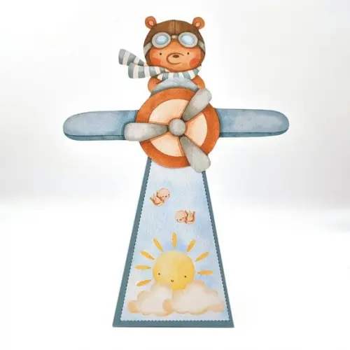Caixa Cone - Urso Aviador Aquarela