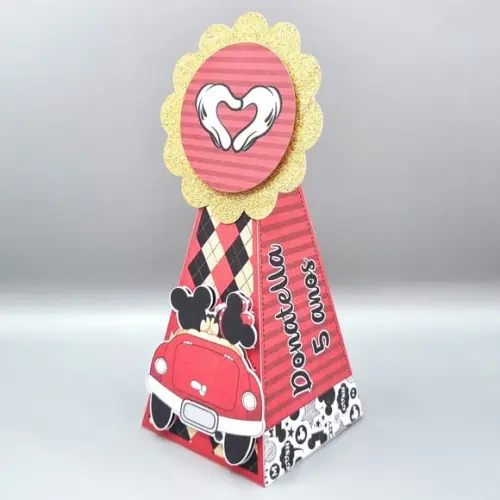 Caixa Cone - Mickey e Minnie Vermelha