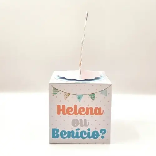 Caixa Cubo - Chá Revelação Ursinho