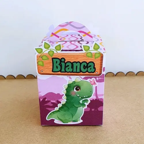 Caixa de Mão - Dinossauro Rosa