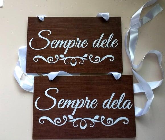 Placa para Cadeira dos Noivos Sempre Dele- Sempre Dela