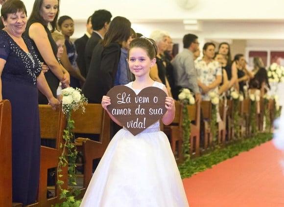 Placa Daminha-pajem Lá Vem o Amor da Sua Vida!