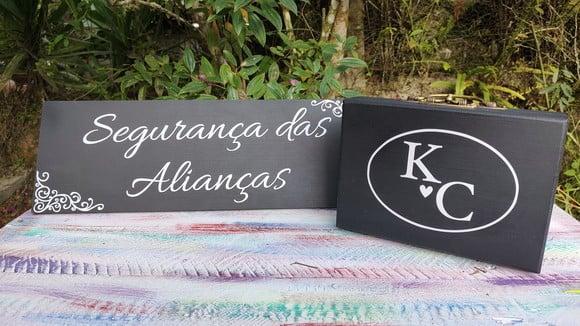 Kit Maleta Porta Alianças e Placa Black para Pajem e Daminha