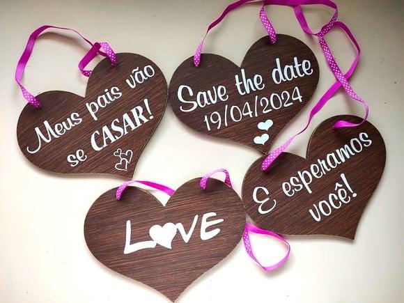 Placas para Save The Date Rústica para 4 Pets