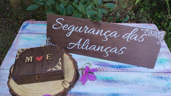 Kit Placa Pajem Segurança das Alianças e Porta Alianças