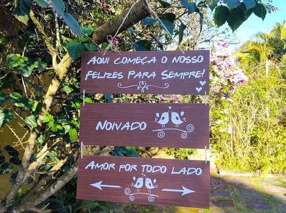Placas Indicativas para Noivado com Sisal Kit com 3