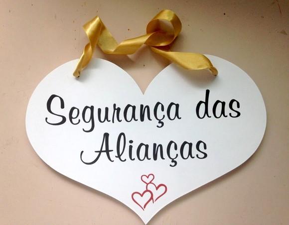 Placa Segurança das Alianças para Pet Branca em mdf