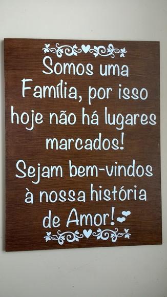 Placa para Casamento Somos Uma Família Grd