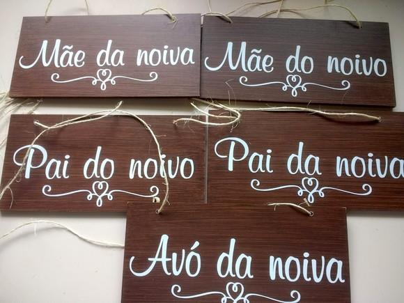Placa para Cadeira Pais dos Noivos- Padrinhos-madrinhas mdf