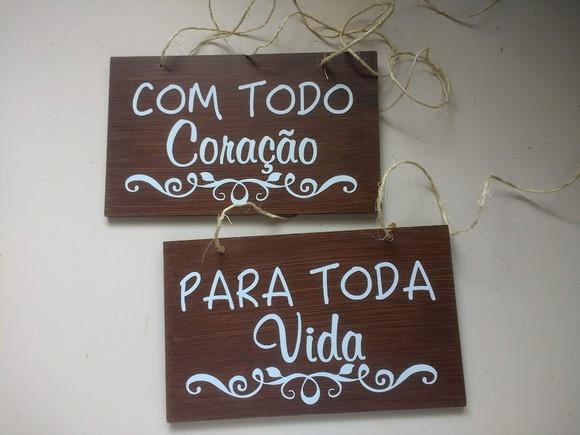 Placa para Cadeira dos Noivos com Todo Coração