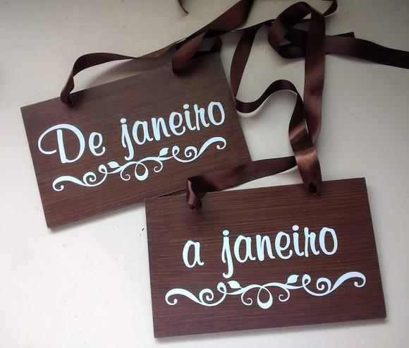 Placa para Cadeira dos Noivos de Janeiro a Janeiro
